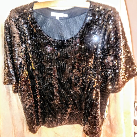 GOOD AMERICAN Black Sequin Blouse size 5 (2x) - Picture 12 of 12